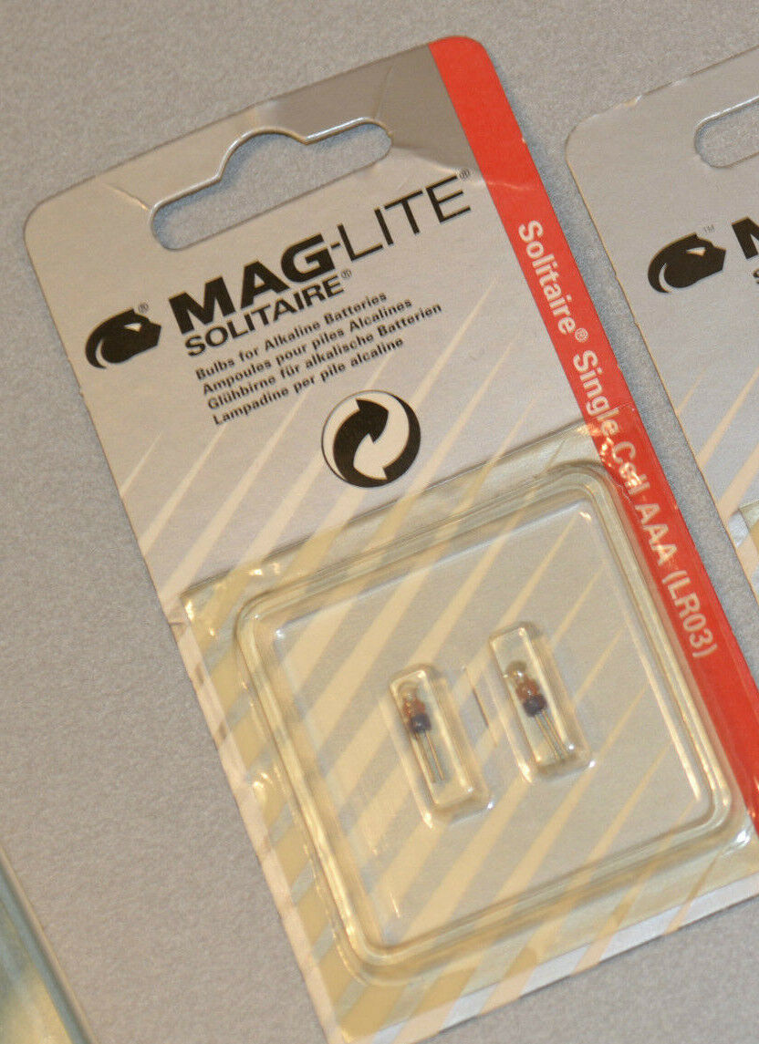 Genuine Maglite Solitaire 1x AAA replacement bulbs twin pack Solitaire