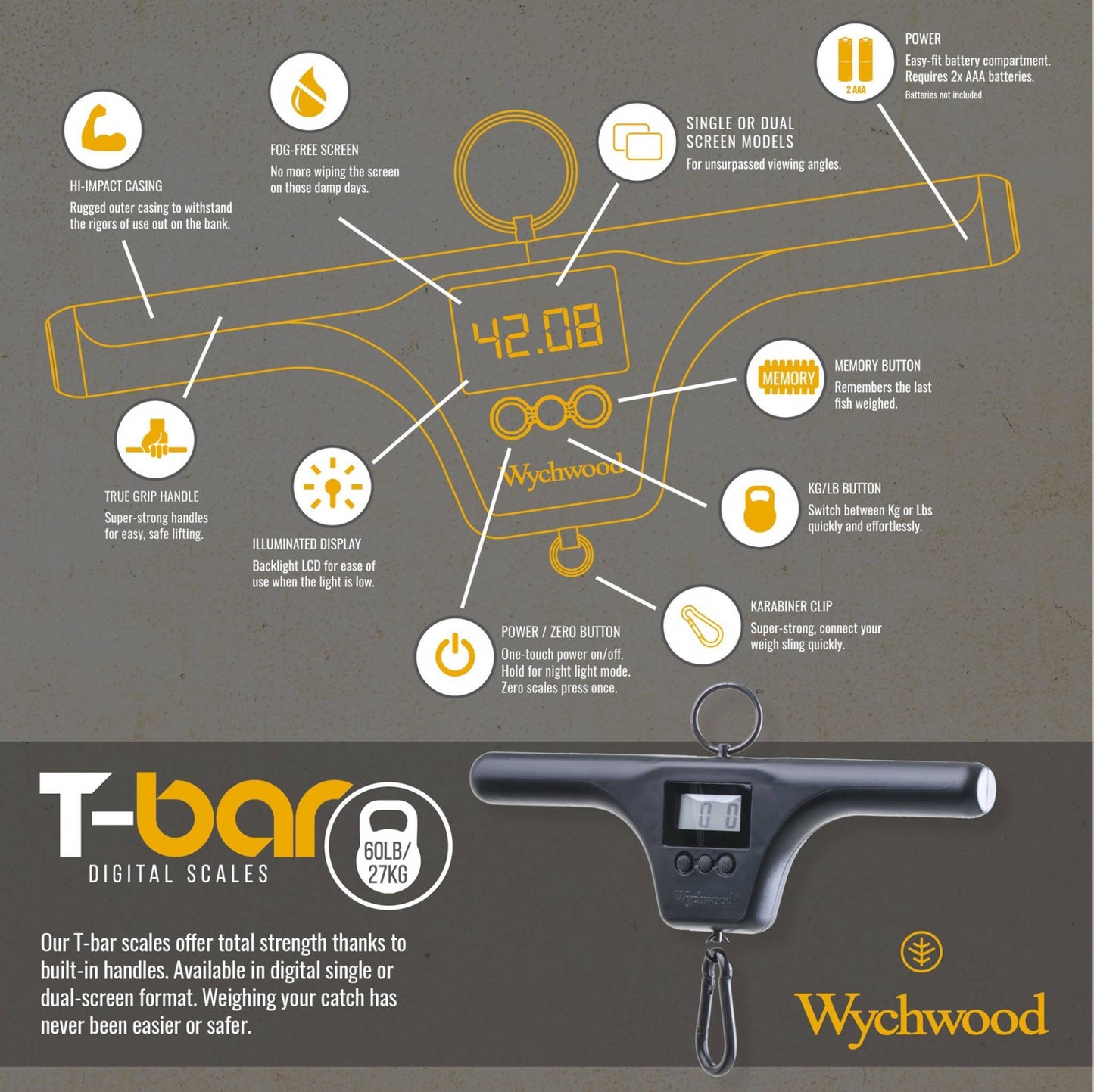 Wychwood Dual Screen T-Bar Scales 60lb