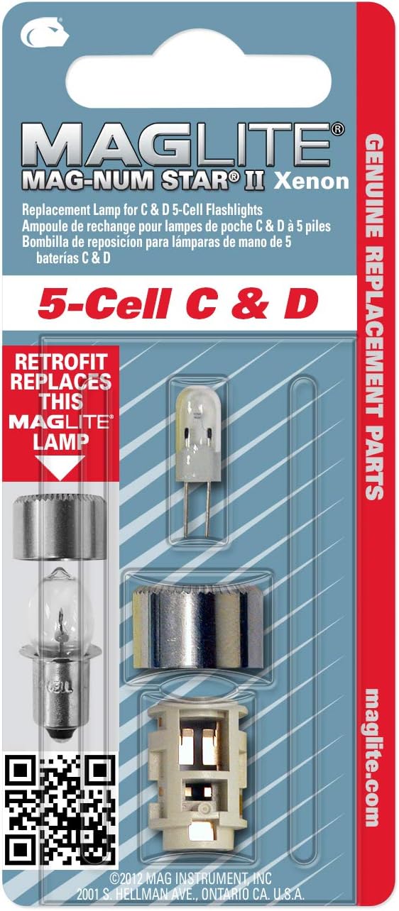 Mag-Lite Xenon Replacement Torch Bulb 5cell D&C