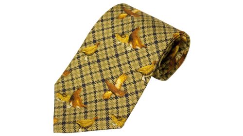 No.25 Tie Green Grouse Silk by Bisley