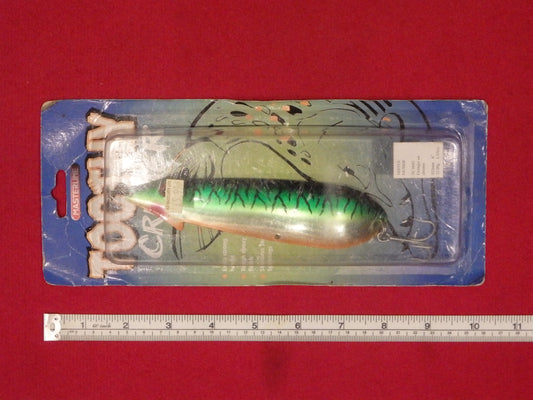 Marsterline Toothy Critter Mister Muskie Firetiger on Chrome Spoon