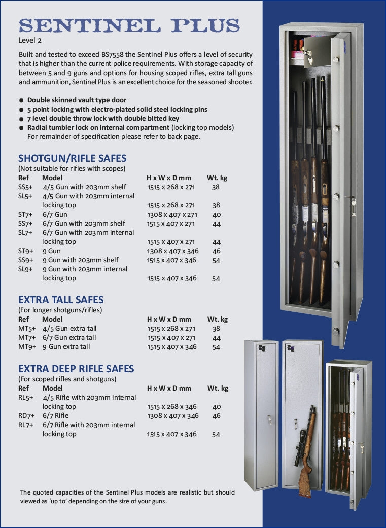 Brattonsound ST7+ Sentinel Plus Gun Safe - 6/7 Gun Full Size